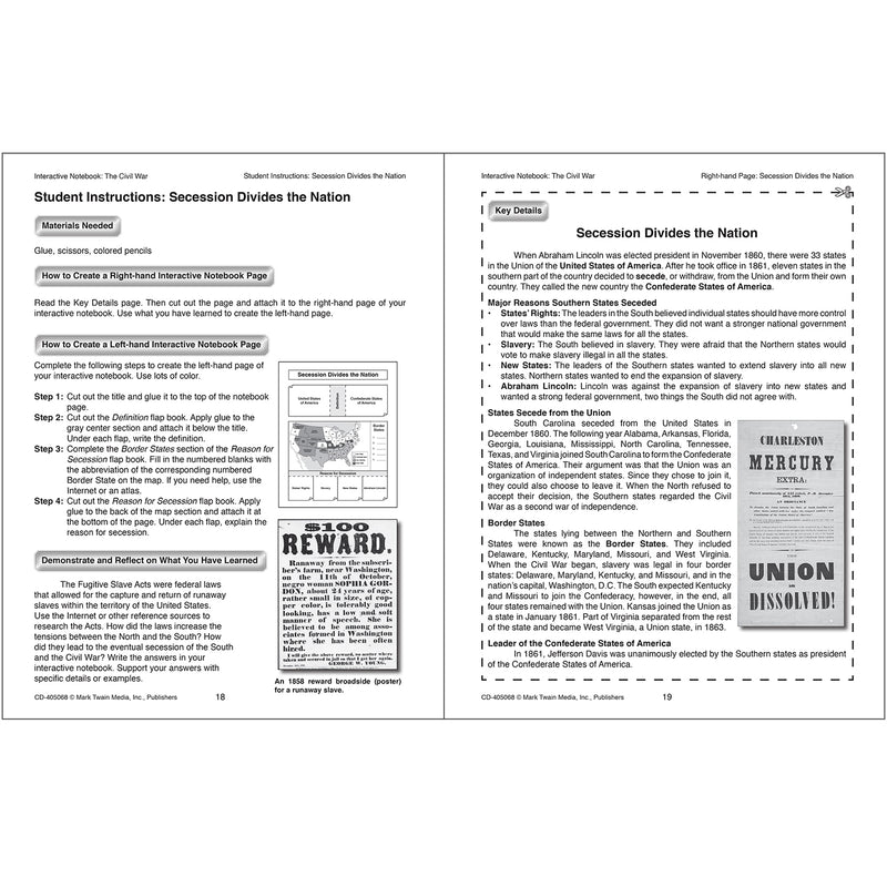 Interactive Notebook: The Civil War, Grade 5-8