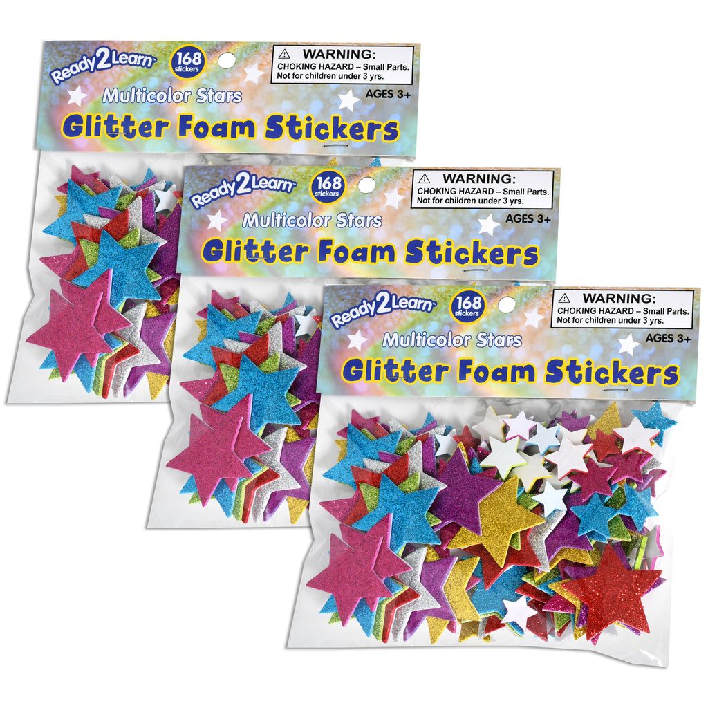 (3 Pk) Multi Stars Glitter Stickers Foam