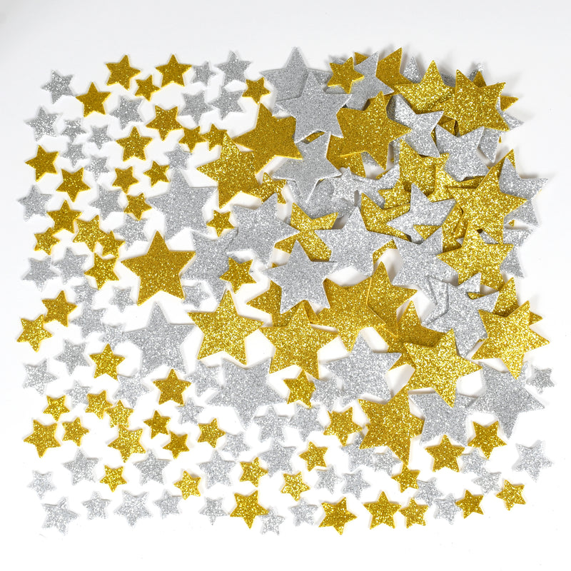 Glitter Foam Stickers - Stars - Silver and Gold