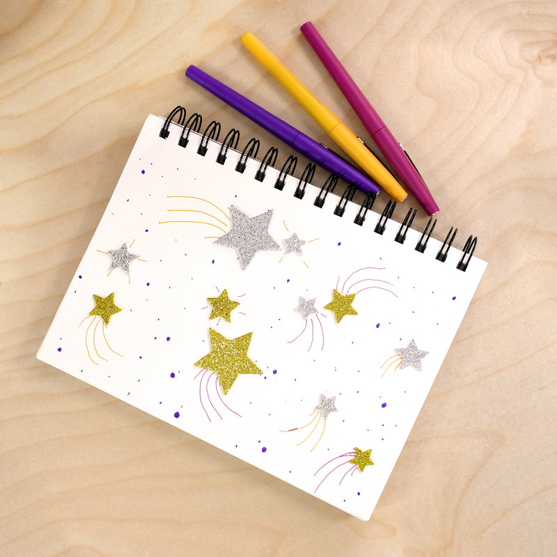 Glitter Foam Stickers - Stars - Silver and Gold