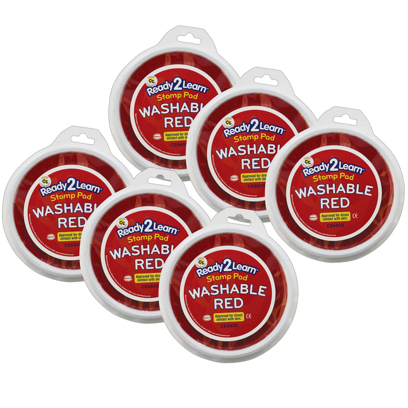 (6 Ea) Jumbo Circular Washable Pads Red