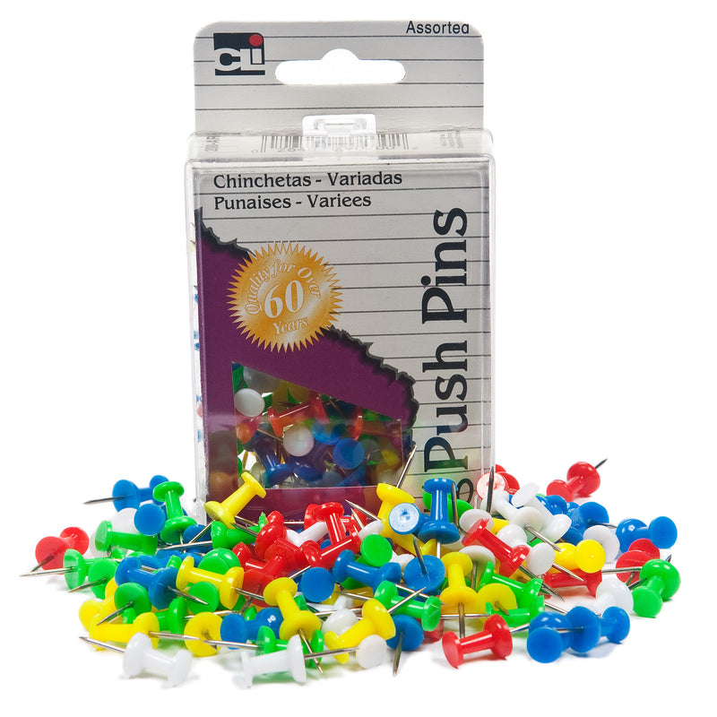 Push Pins Assorted Colors 100-box
