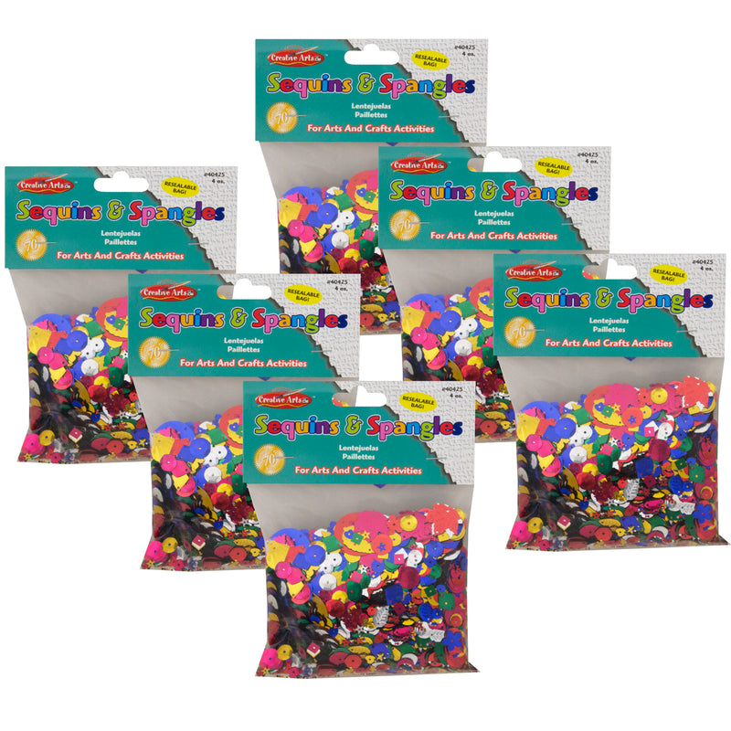 (6 Pk) Sequins & Spangles 4 Oz Resealable Bag