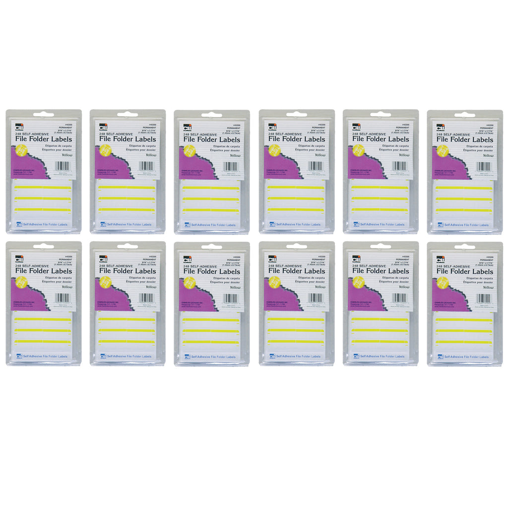 (12 Pk) File Folder Labels Yellow 248 Per Pk