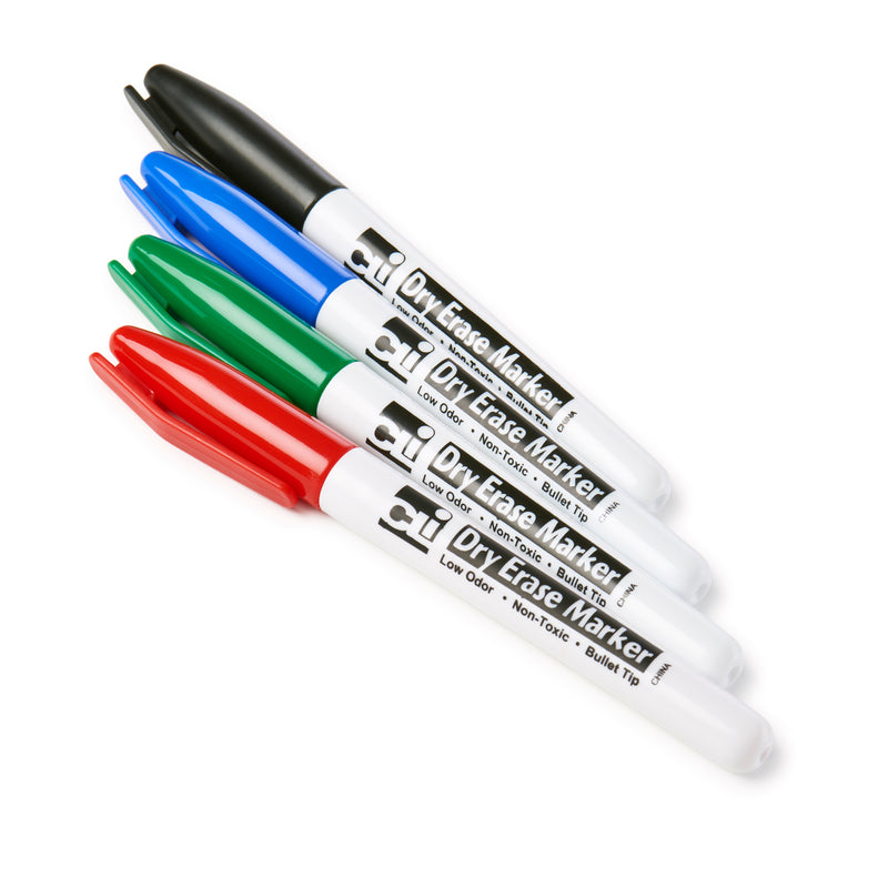 Dry Erase Markers 4 Clr Set Bullet Tip