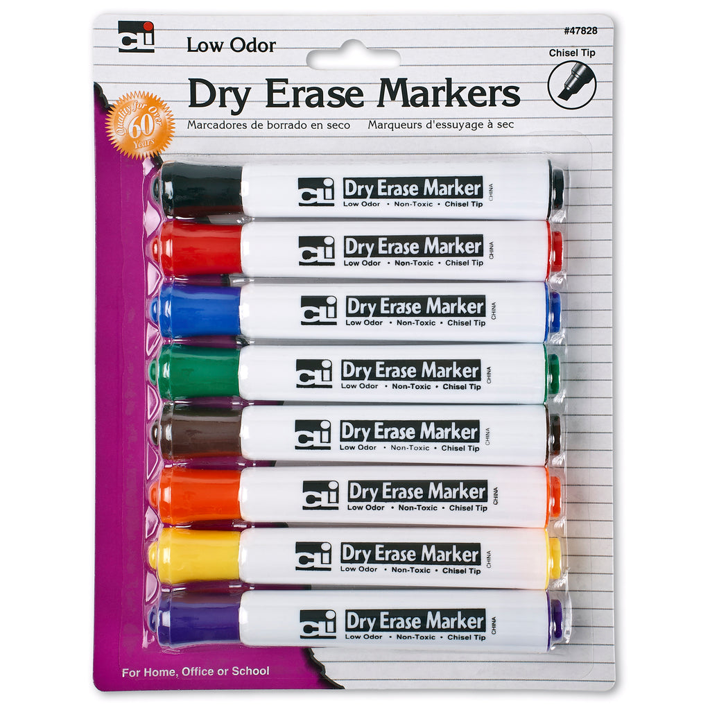 (3 Pk) Chisel Tip Asst Barrel Style 8 Per Pk Dry Erase Markers