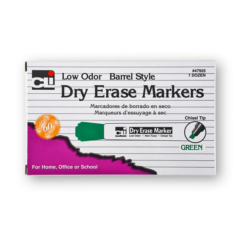 12ct Dry Erase Markers Green Chisel