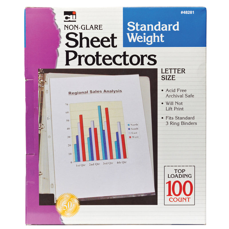 Sheet Protectors Non Glare 100 Box
