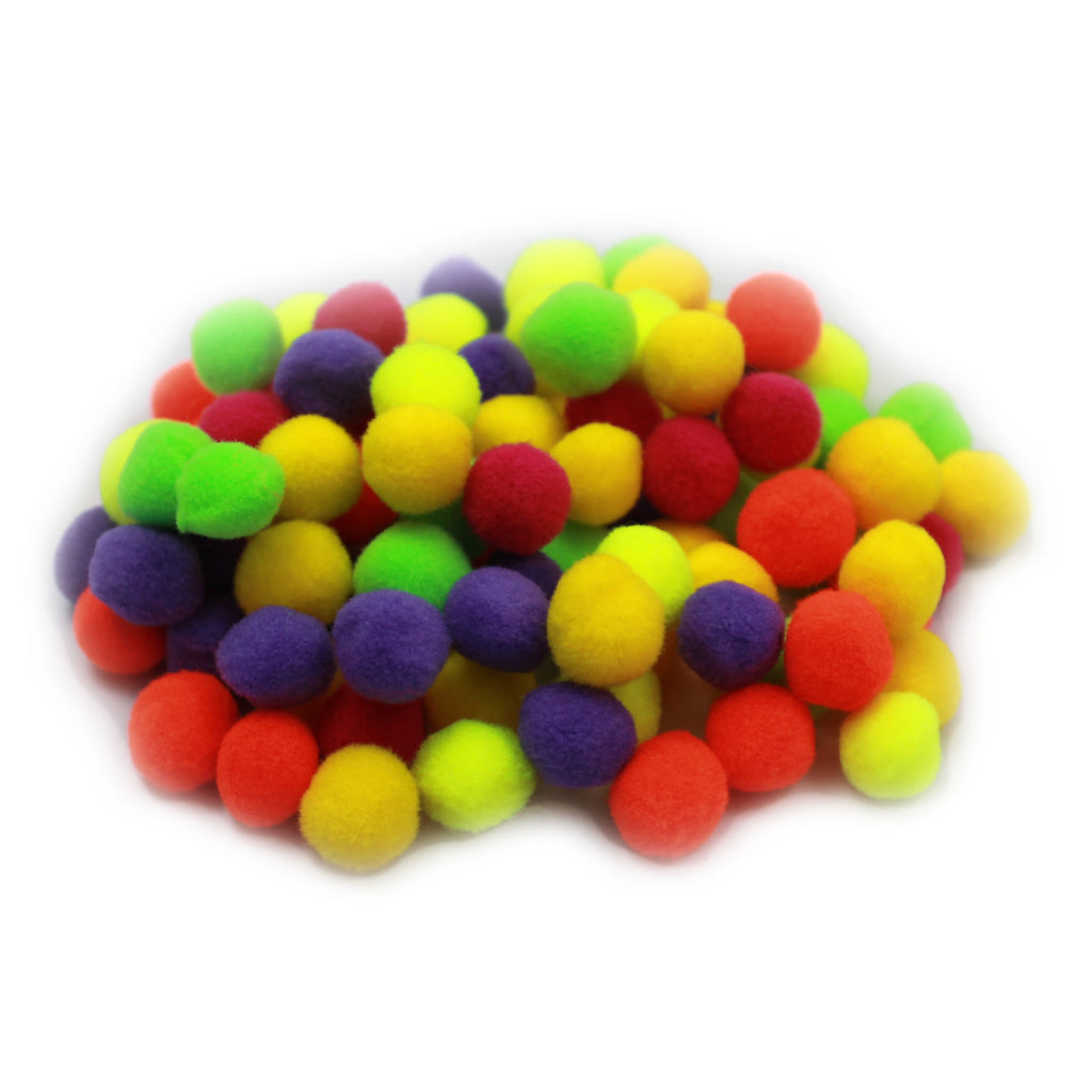 (12 Pk) Pom Poms 1.5in Hot Colors 100 Per Pk