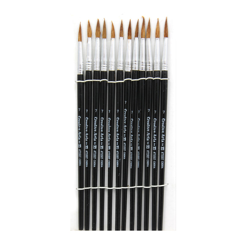 Brushes Water Color Pointed #7 3-4 Camel Hair 12 Ct