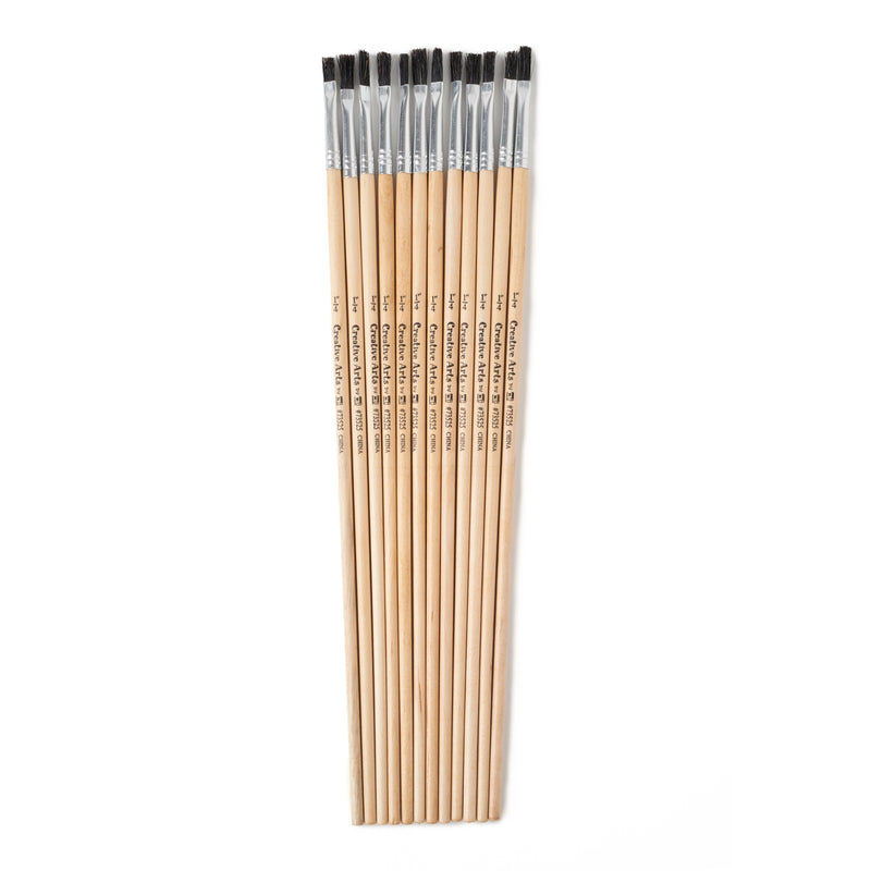 Brushes Easel Flat 1-4in Bristle 12ct