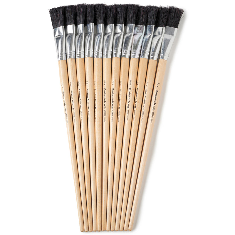 (2 Pk) Brushes Easel Flat 3-4in Bristle 12 Per Pack