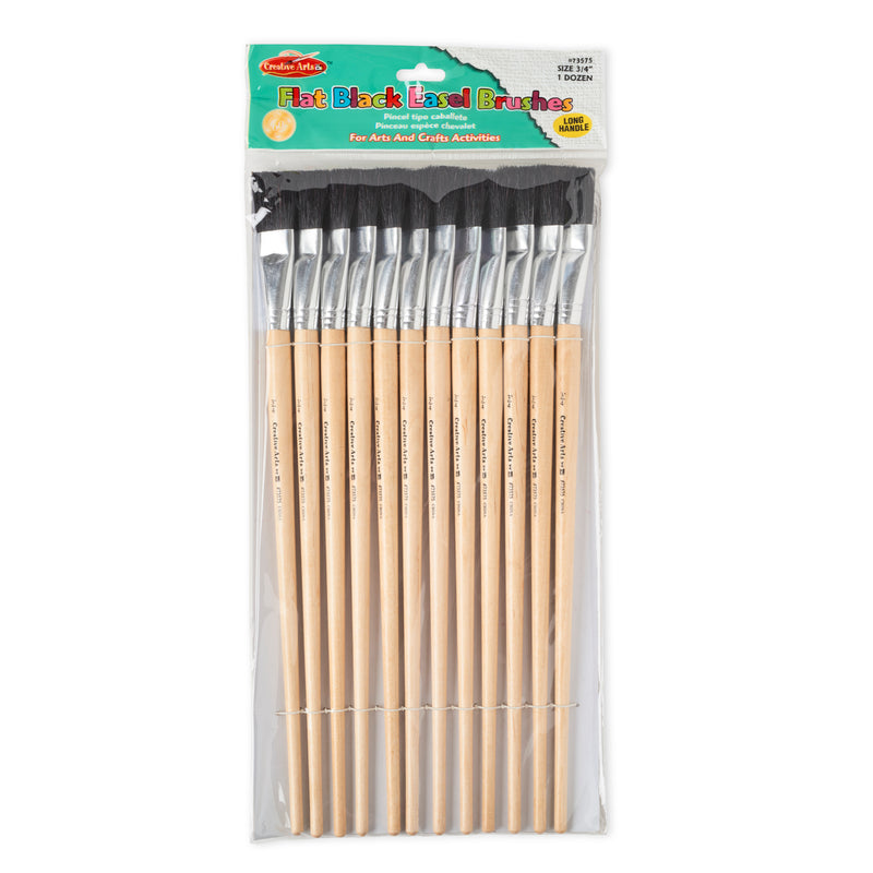 Brushes Easel Flat 3-4in Bristle 12ct