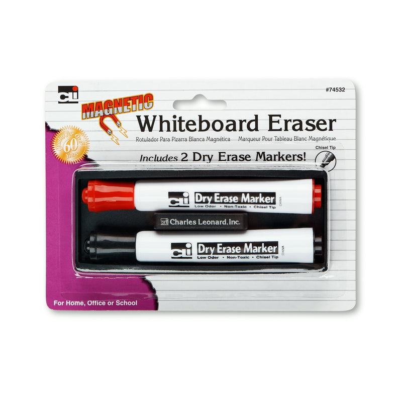 Magnetic Whiteboard Eraser With Two Markers