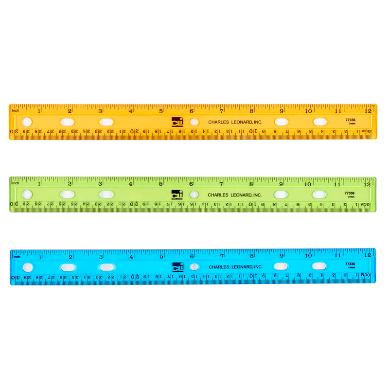 Ruler Plastic 12in Asrtd Colrs 36st