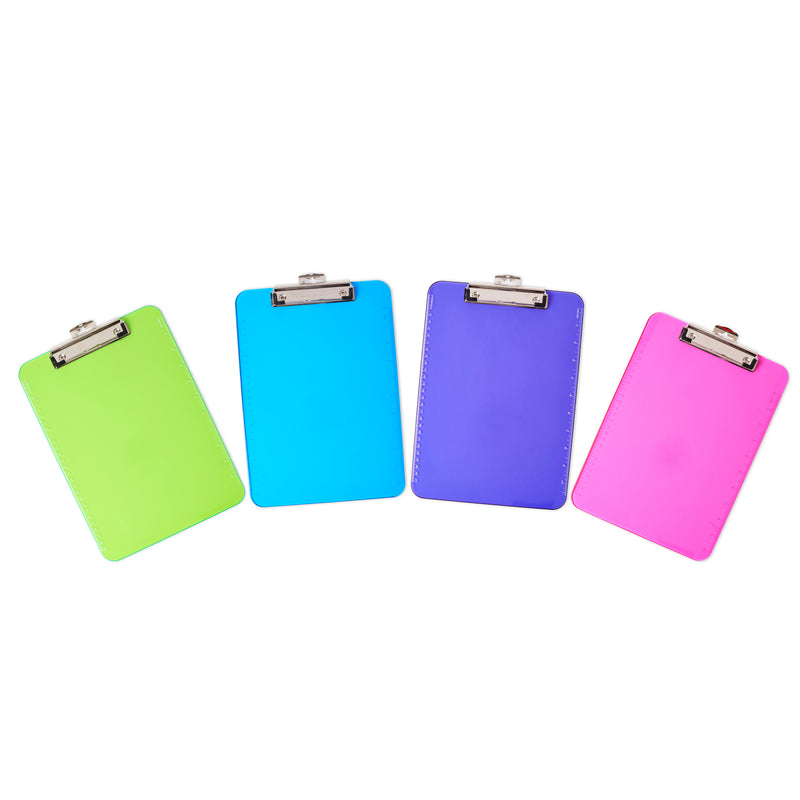 Clipboard Plastic Asrtd Colors 12pk