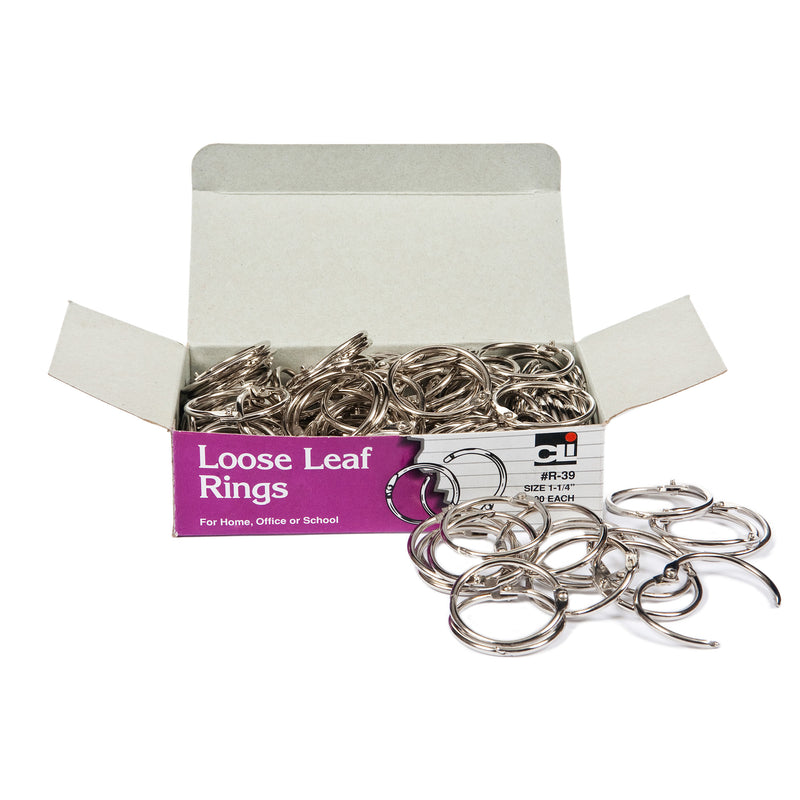 Loose Leaf Rings, 1.25", Box of 100