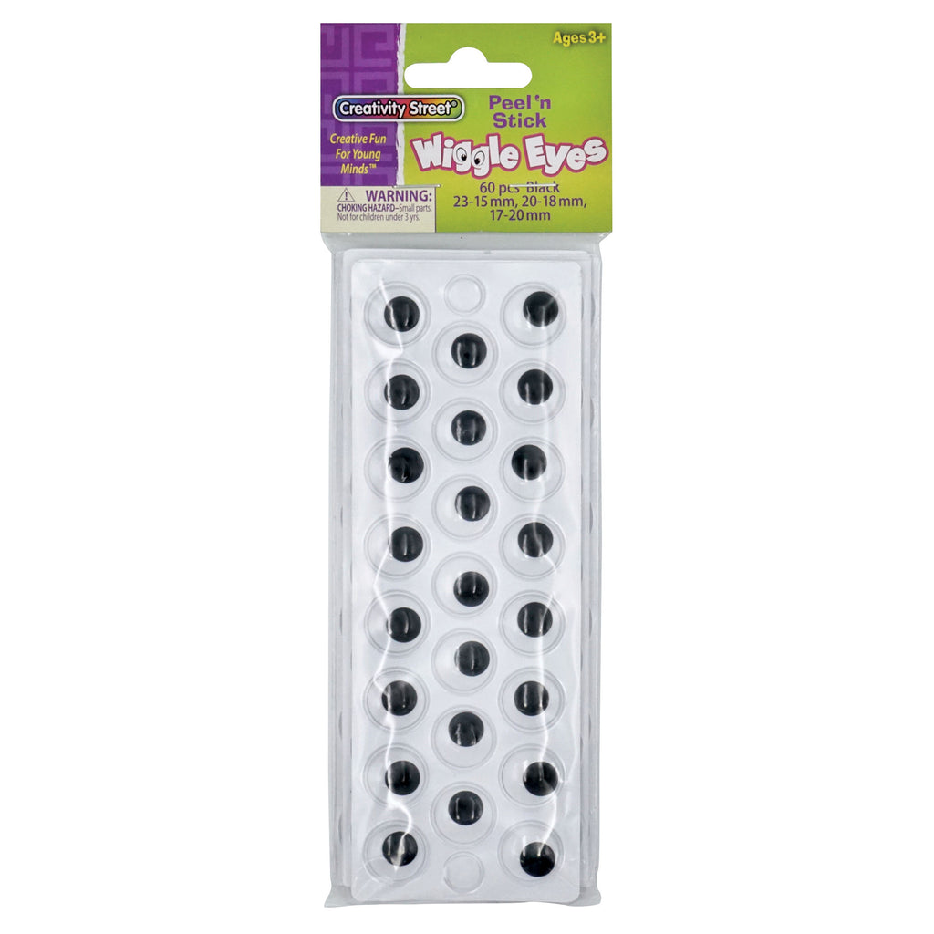 (6 Pk) Peel & Stick Wiggle Eyes On Sheets Black