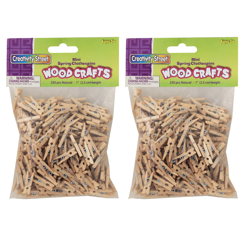 (2 Pk) Mini Spring Clothespins Natural