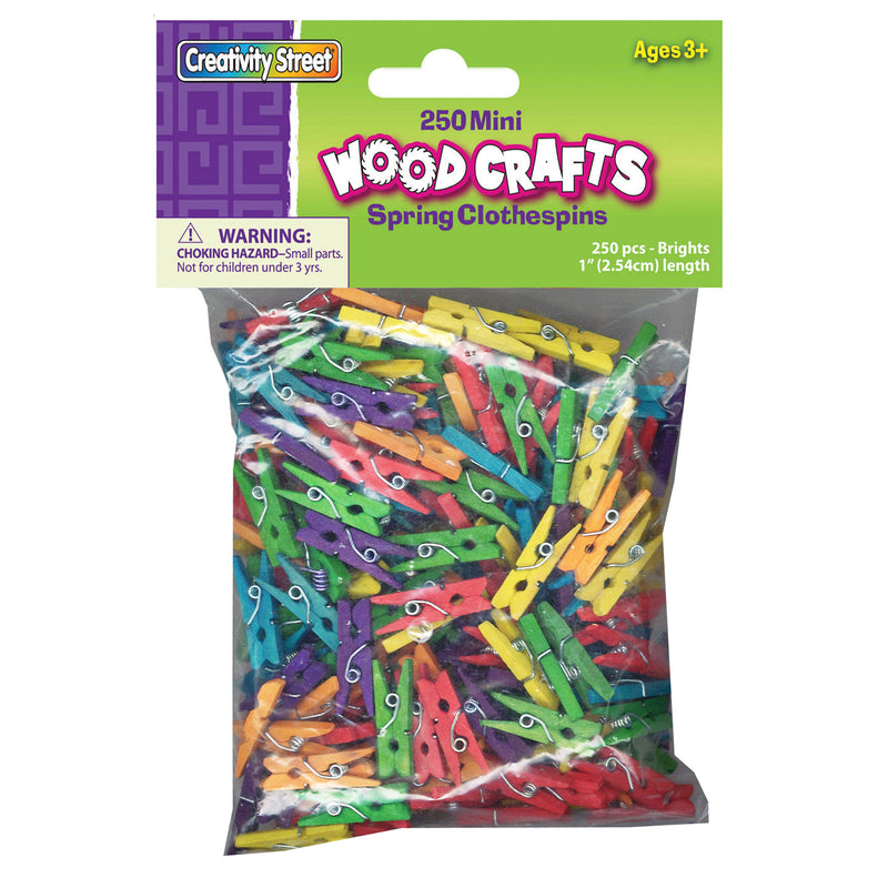 (2 Pk) Mini Spring Clothespins Bright Hues