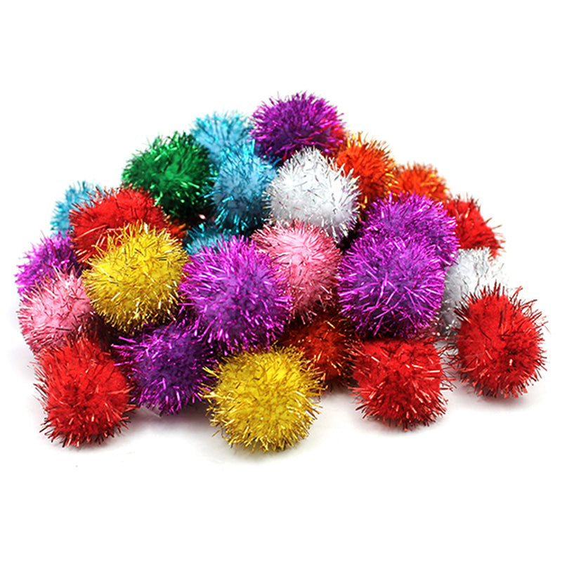 (3 Pk) Glitter Pom Poms 1in 40 Per Pk