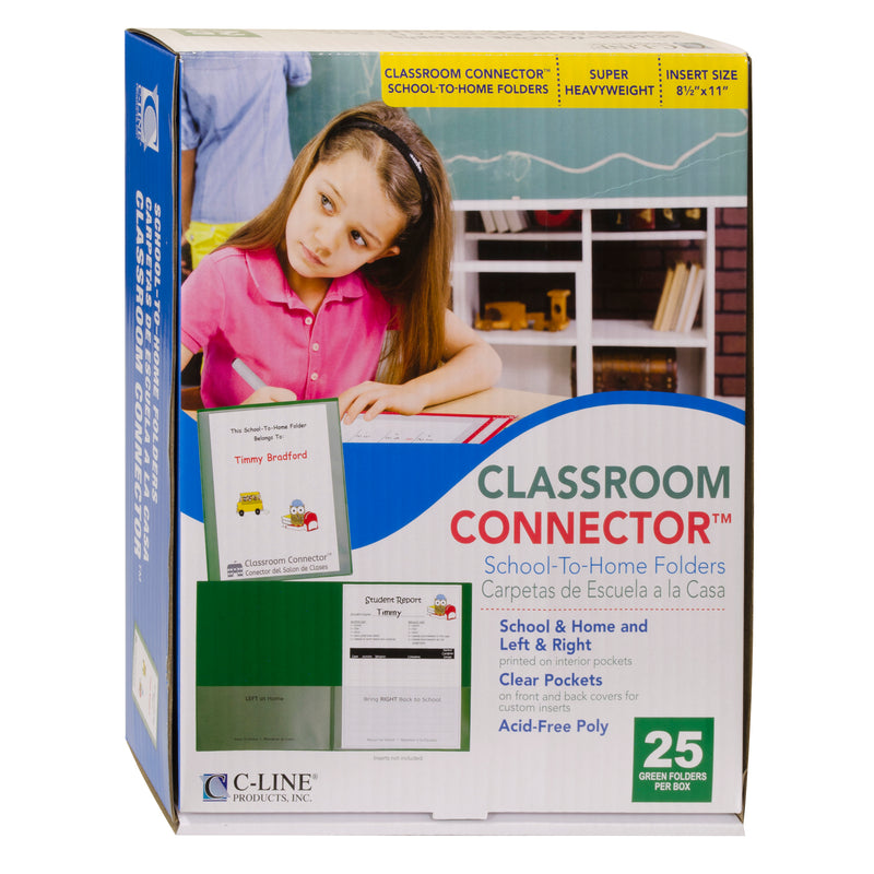 C-line Grn 25ct Classroom Connector School To Home Folders