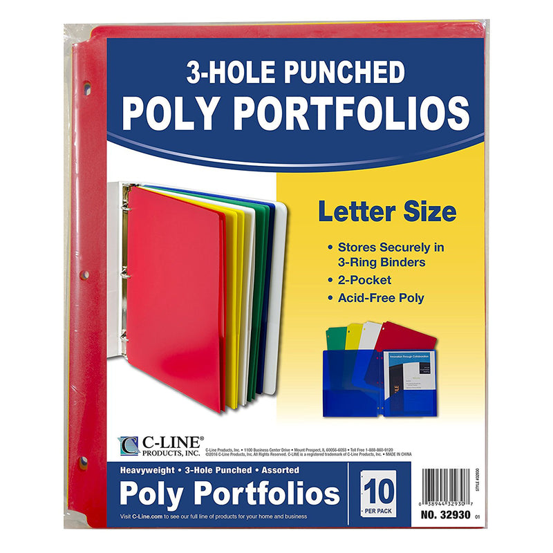 2 Pocket Poly Portfolios 10 Pk
