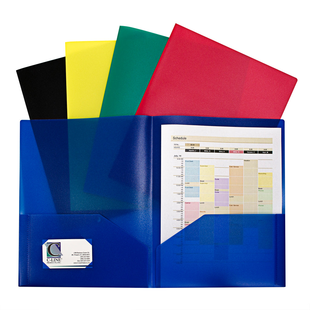 Assorted Two Pocket Poly Portfolios Without Prongs Pack Of 10