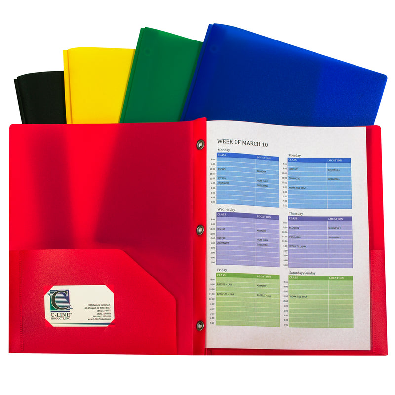 Assorted Two Pocket Poly Portfolios With Prongs Pack Of 10