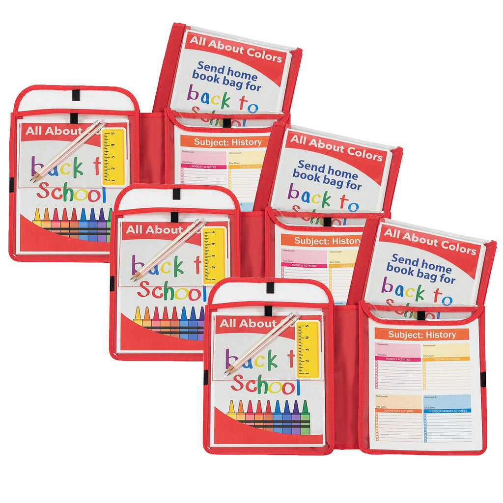 (3 Ea) Homework Connector Folder Red