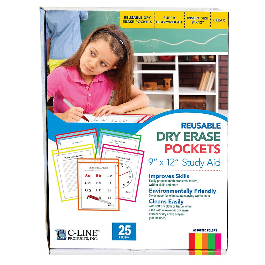 Reusable Dry Erase Pockets 25-box