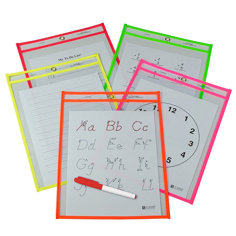 Reusable Dry Erase Pockets 25-box