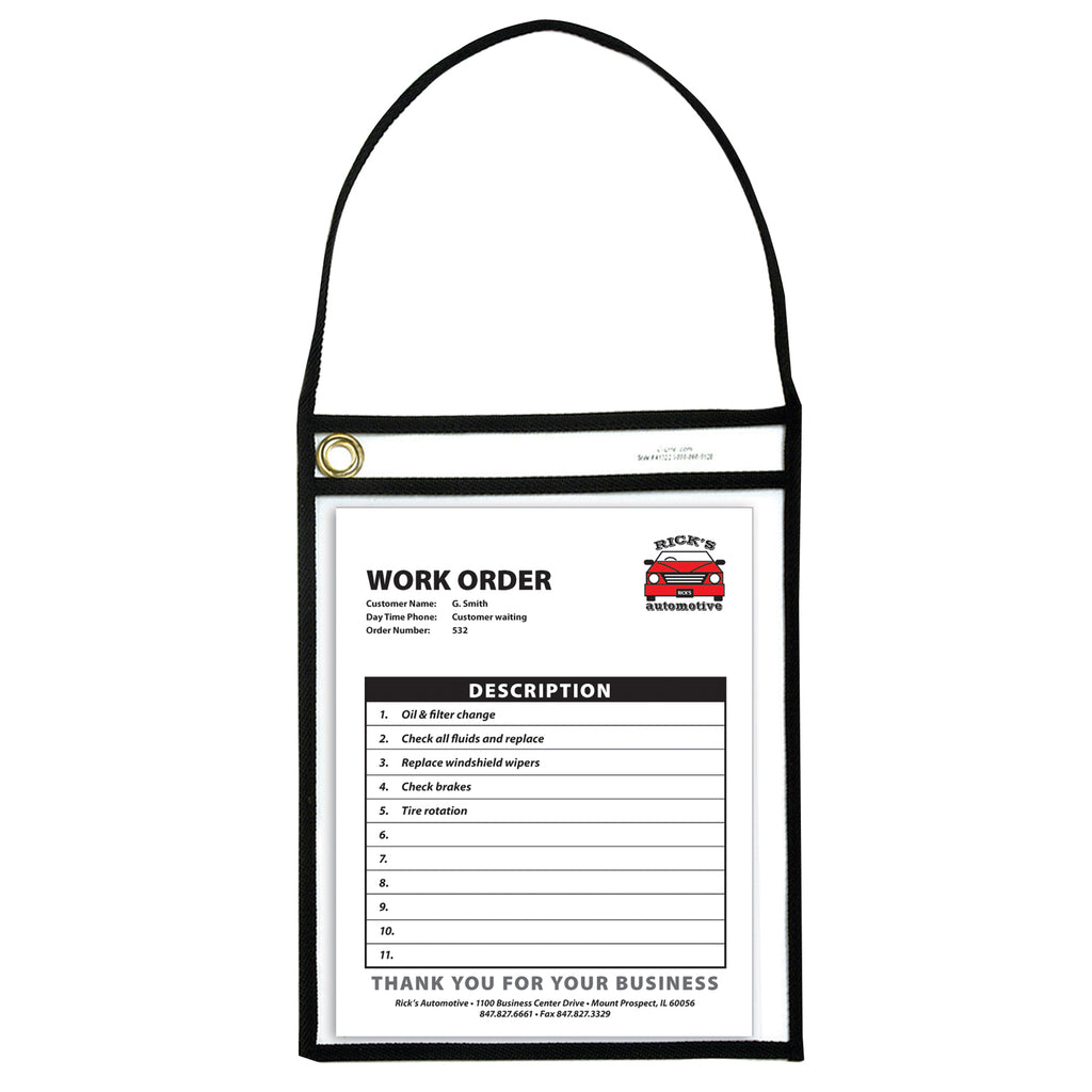 Shop Ticket Holder W-strap 15-box Black Stitched Both Sides Clear