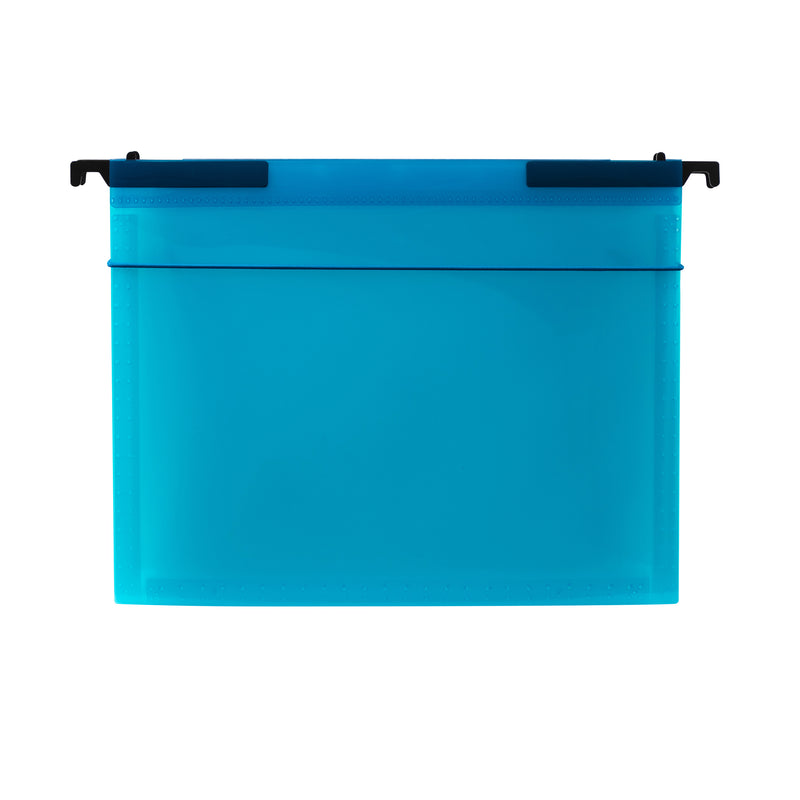 Expanding File Folder, 13-Pocket, Hanging Tabs, Bright Blue
