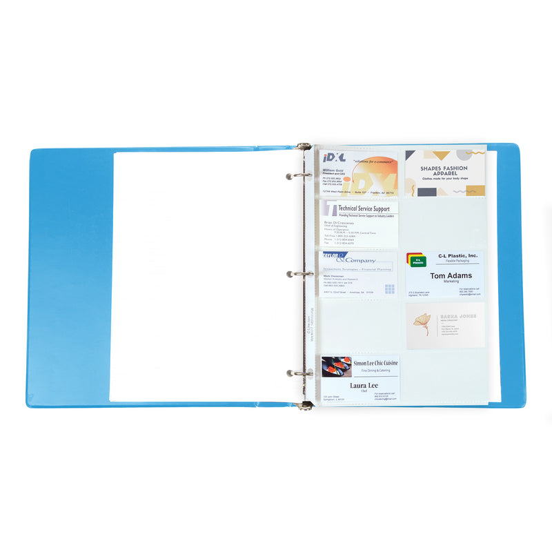 Business Card Holder, Poly without Tabs, Holds 20 Cards-Page, 11-1-4" x 8-1-8", Pack of 10