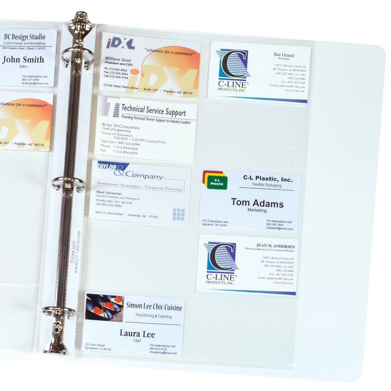 Business Card Holder, Poly without Tabs, Holds 20 Cards-Page, 11-1-4" x 8-1-8", Pack of 10