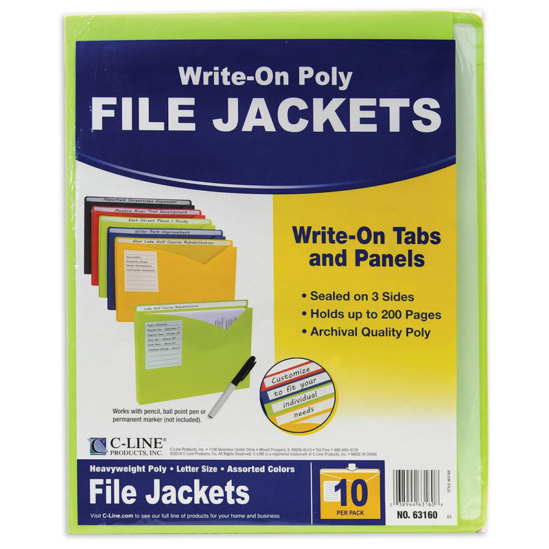 C Line 10bx Asst Write On Poly File Jackets