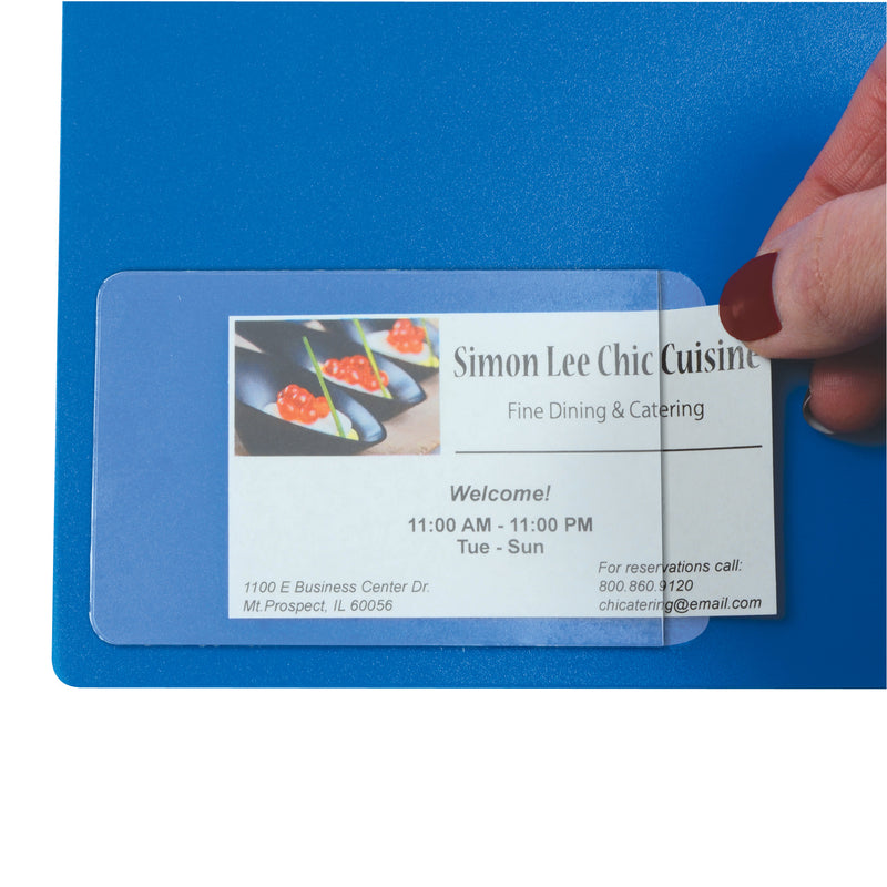 Self-Adhesive Business Card Holder, Side Load, 2" x 3-1-2", Pack of 10
