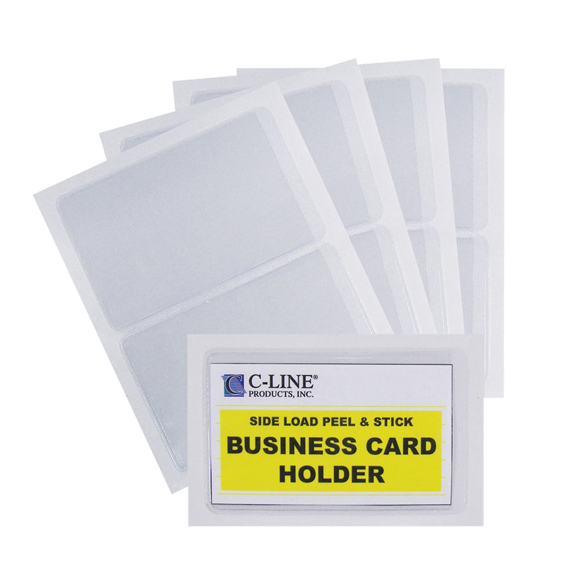 Self-Adhesive Business Card Holder, Side Load, 2" x 3-1-2", Pack of 10