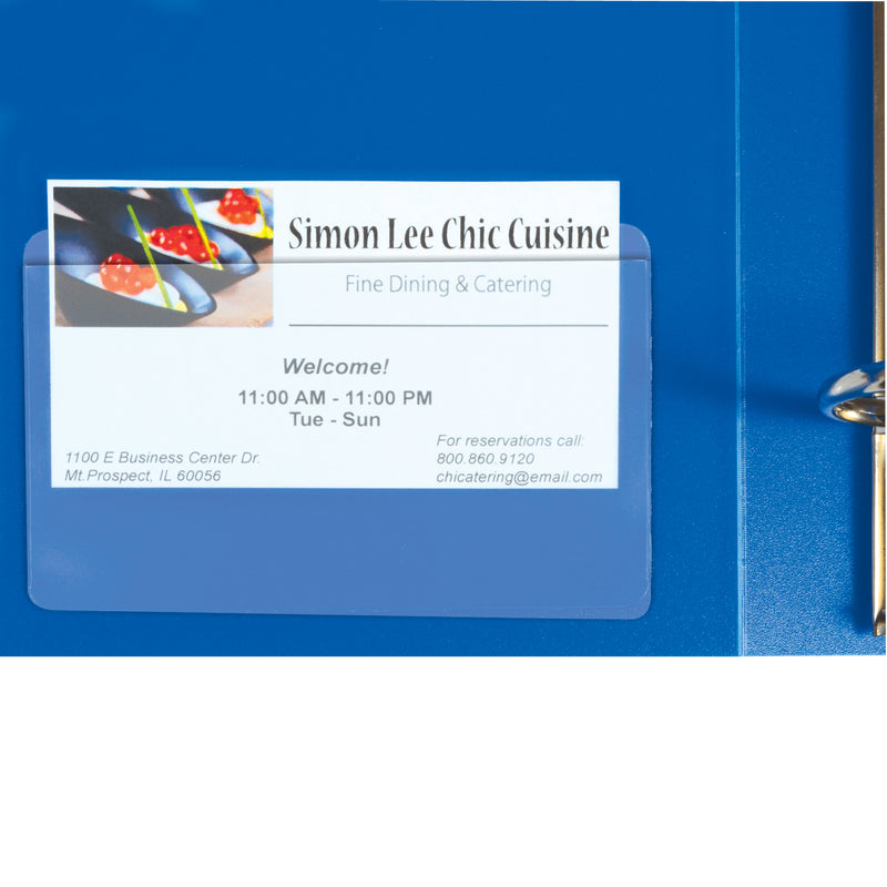 Self-Adhesive Business Card Holder, Top Load, 2" x 3-1-2", Pack of 10