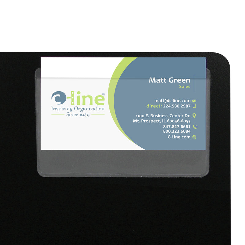 Self-Adhesive Business Card Holder, Top Load, 2" x 3-1-2", Pack of 10