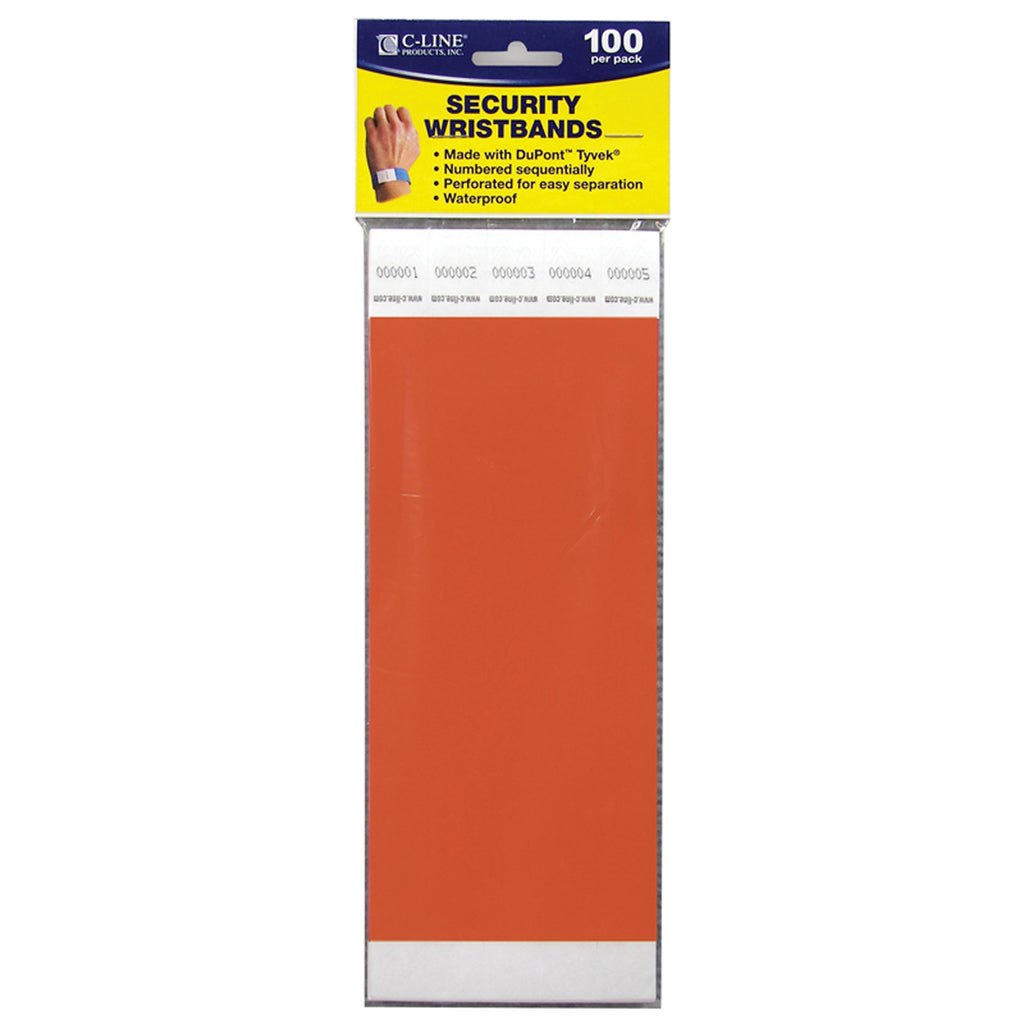 (2 Pk) Security Wristbands Orange 100 Per Pk