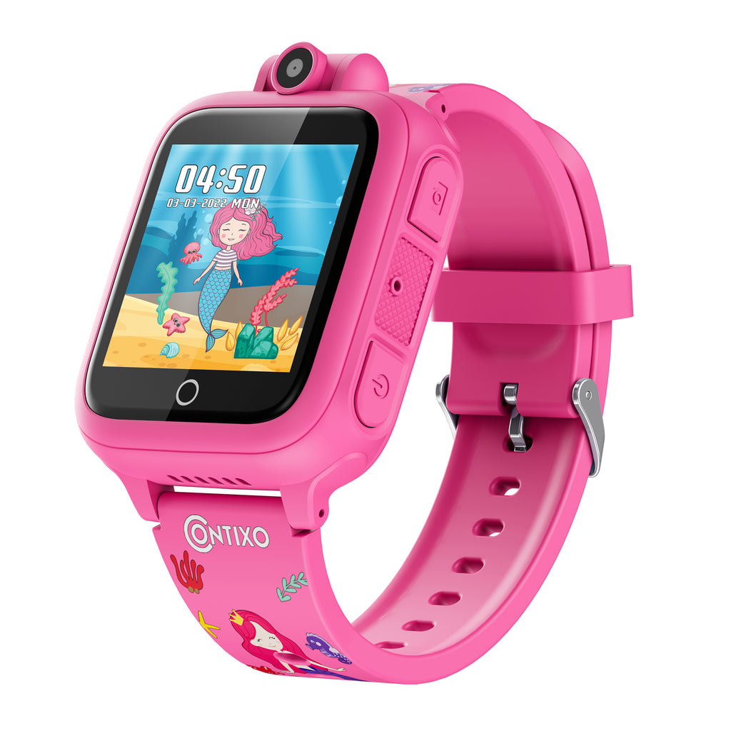 KW1 Smart Watch for Kids with Educational Games, HD Touch Screen, Camera, and MP3 Music Player, Pink