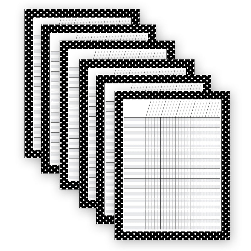(6 Ea) Incentive Chart Blk Wht Dots