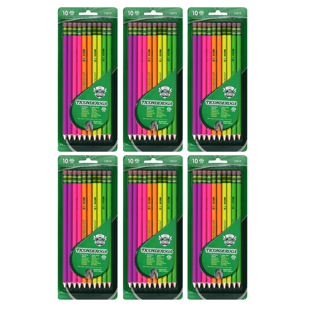 (6 Pk) Ticonderoga Neon Wood Pencil S Premium 10 Per Pk