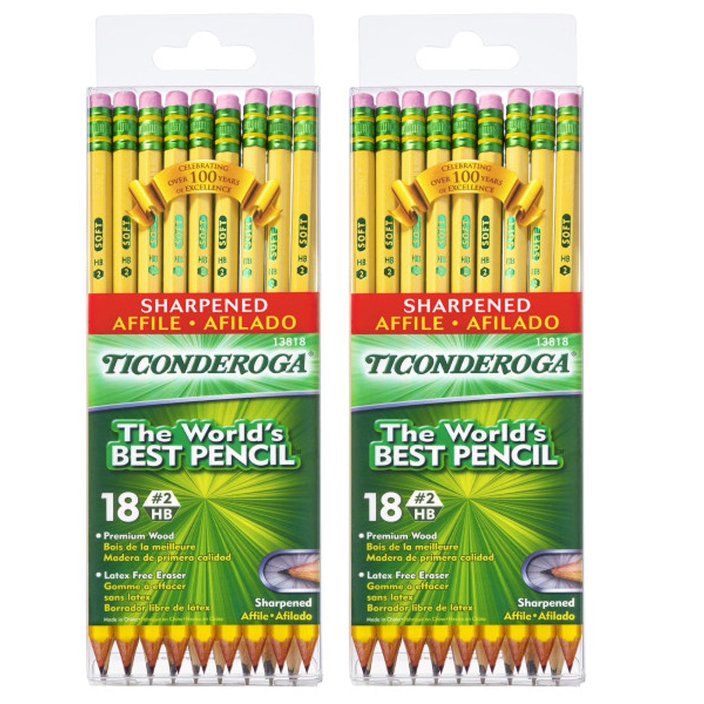 (2 Pk) Pencils Soft Yellow Presharp 18pk Ticonderoga