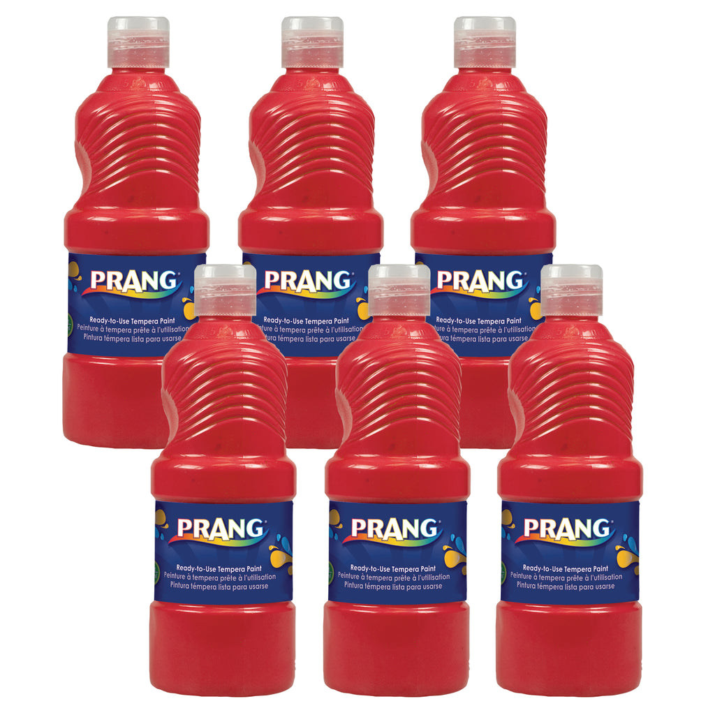 (6 Ea) Ready To Use Tempera 16oz Red