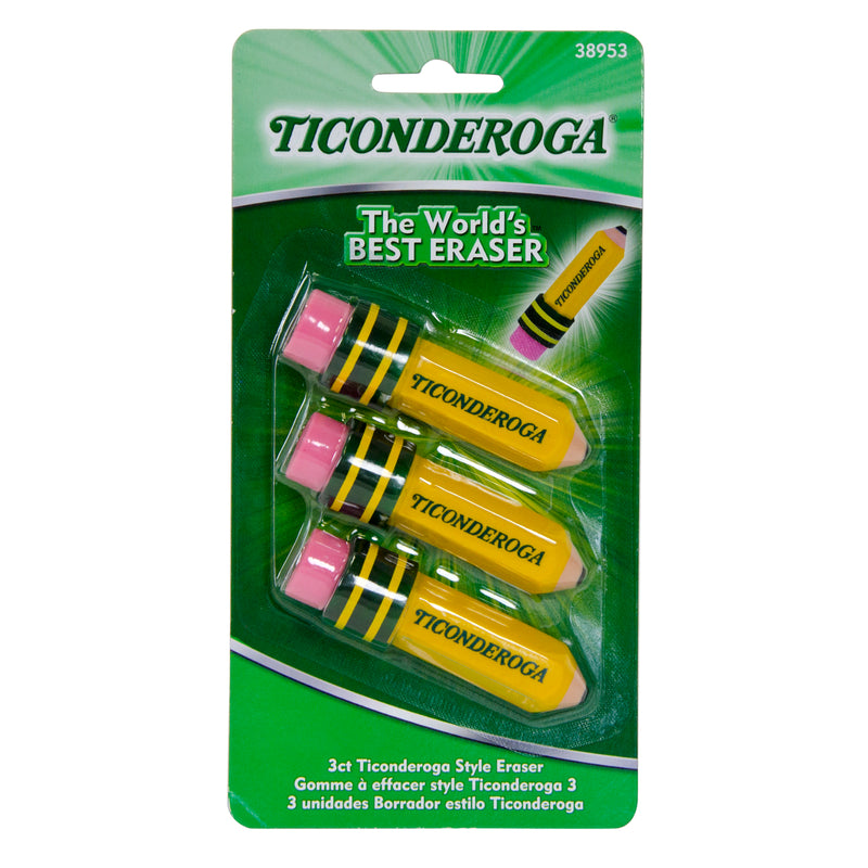 Ticonderoga 3pk Pencil Shaped Erasers