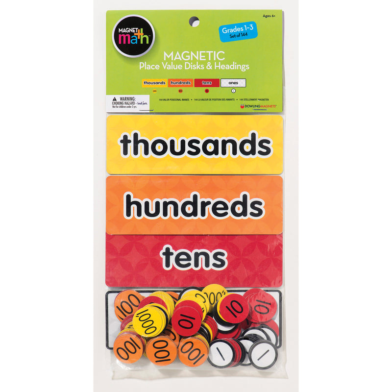 Magnet Math Magnetic Place Value Disks & Headings Gr 1-3