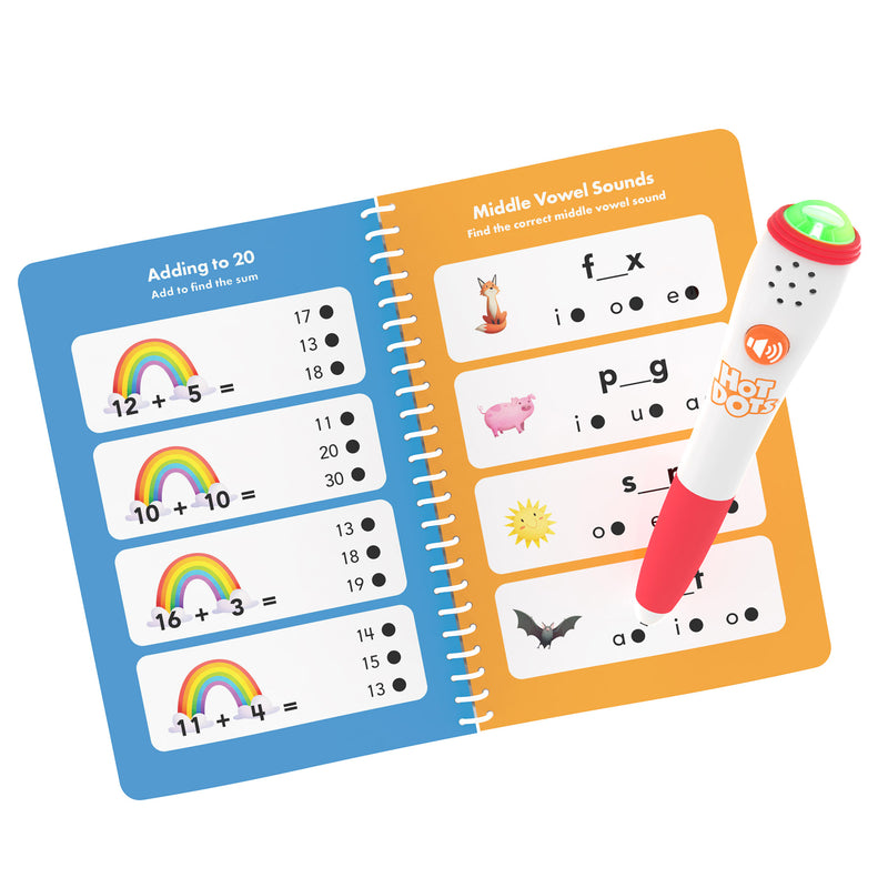 Hot Dots® First Grade Essentials Reading & Math Workbook